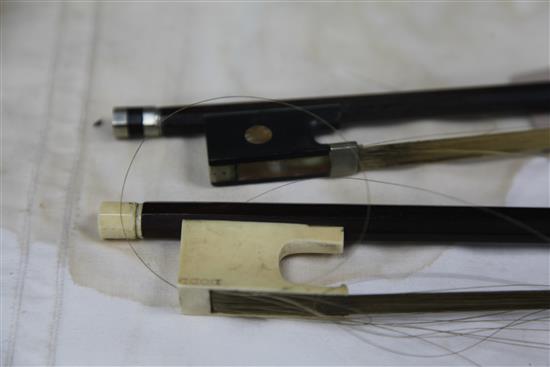 An English Dodd violin or cello bow & another bow